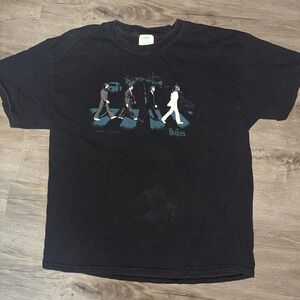 Vintage 2005 The Beatles Abbey Road Apple Corps T-shirt Size XL Faded Black